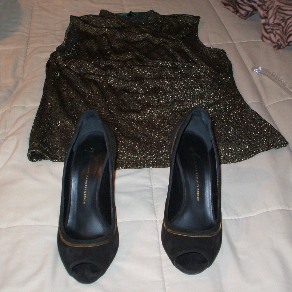 Guiseppi Zanotti Black Suede Open-toe Heels - 6M